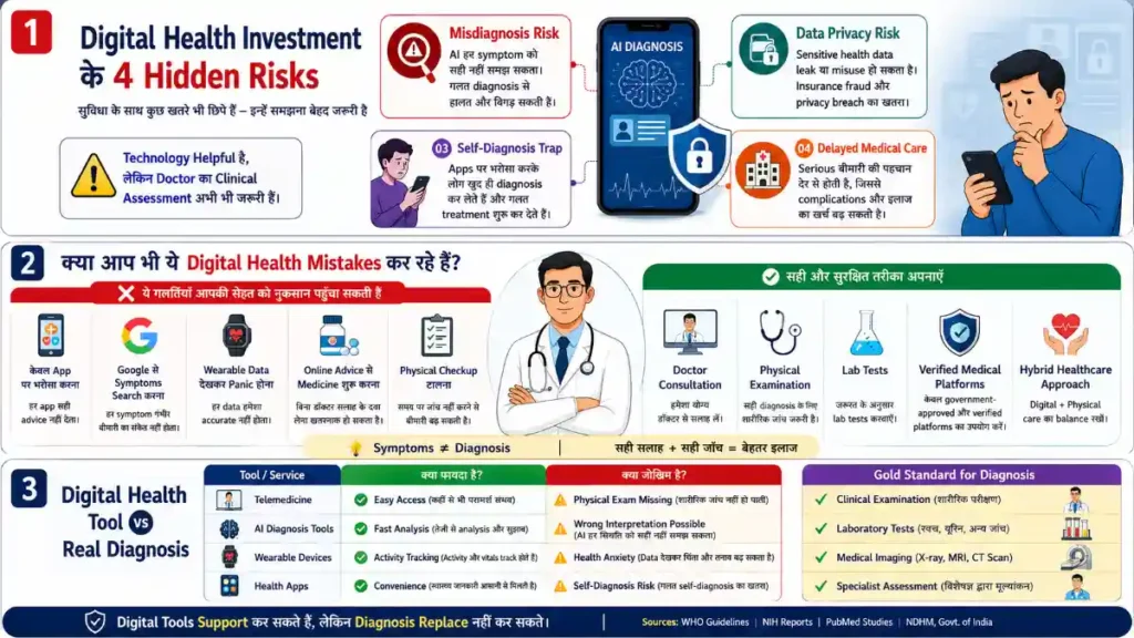 Digital Health Investment infographic showing the four major risks of online healthcare