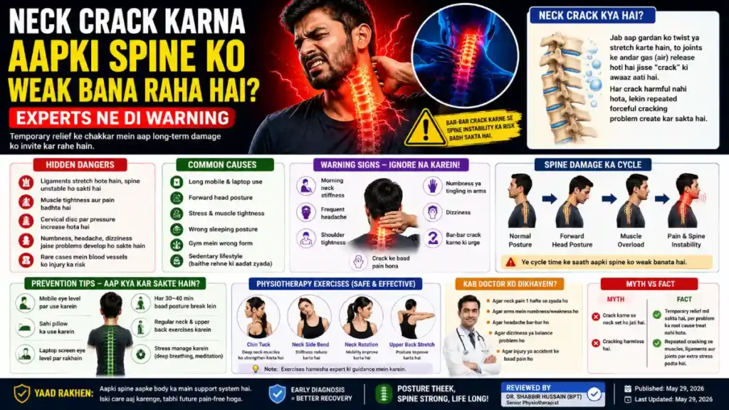 infographic showing dangers of neck cracking habit