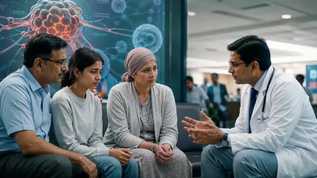 Doctor consultation with concerned family