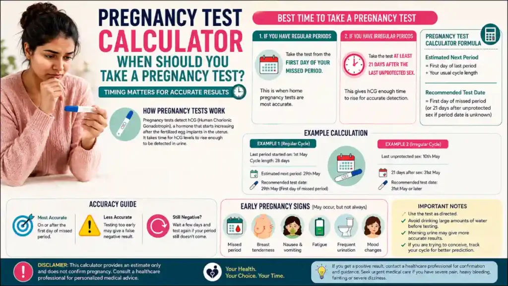 Pregnancy Test Timing Calculator Infographic