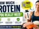 Protein Calculator showing daily protein requirement based on body weight and activity
