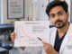 Physiotherapist reviewing a strength-duration curve graph in a clinic, explaining Chronaxie vs Rheobase