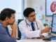 Doctor discussing early kidney damage and kidney function test results with a patient.