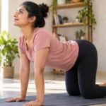 How to Get Rid of Lower Back Pain - Woman doing a Cat-Cow stretch to relieve lower back pain at home