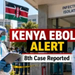 Kenya Ebola eighth case : Healthcare workers outside an Ebola isolation facility in Kenya during the reported 2026 outbreak.